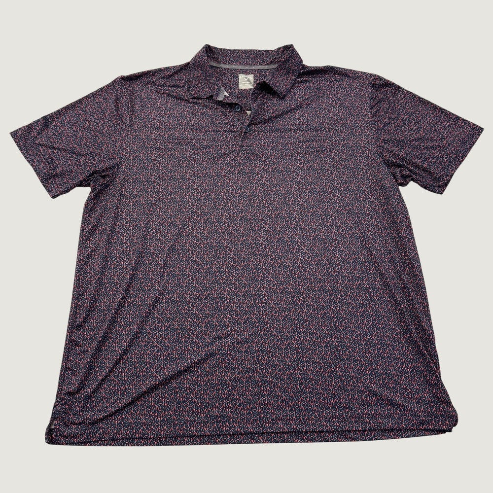 Callaway Opti Dri Polo Shirt Mens XXL Navy Red Gray Abstract Print Short Sleeve
